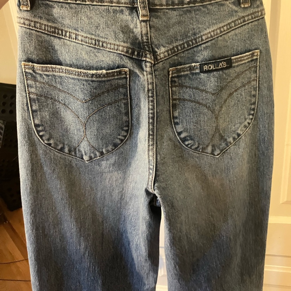 ROLLA'S Blue Wide Straight Leg Heidi Jeans - Picture 4 of 5